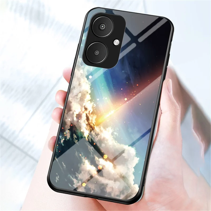 For Xiaomi Redmi 13C 5G / 13R 5G / Poco M6 5G Tempered Glass Phone Case Starry Sky Pattern - Starry Crescent Moon