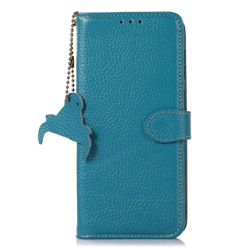 For Honor X8b 4G Phone Case Genuine Cow Leather Wallet Cover RFID Blocking - Blue