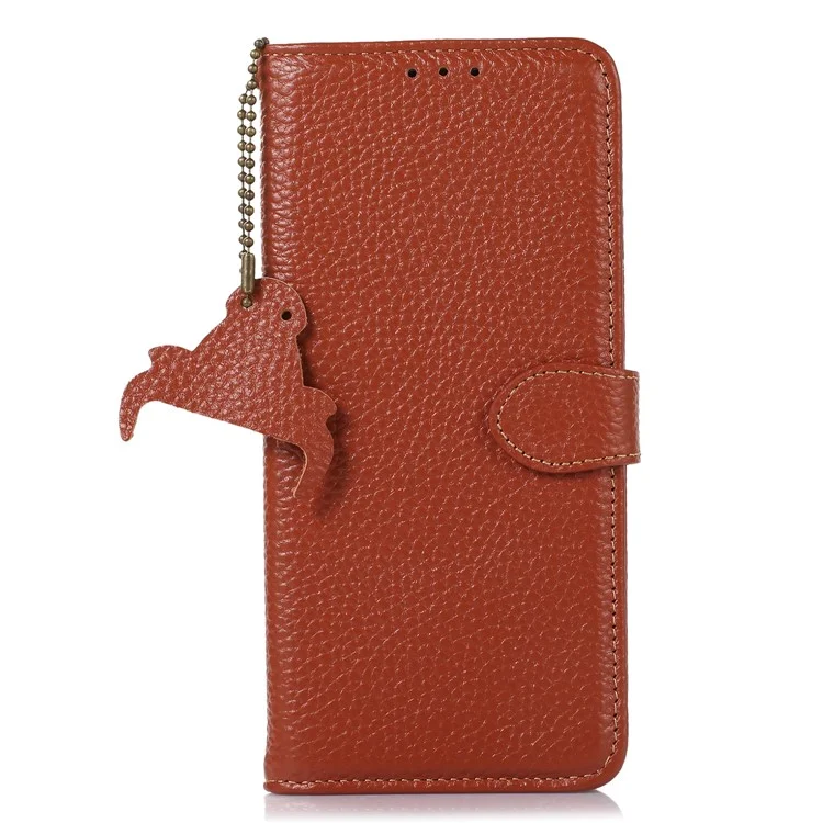 Funda para teléfono For Honor X8b 4G de Cuero Genuino de Vaca Billetera con Bloqueo RFID - Marrón