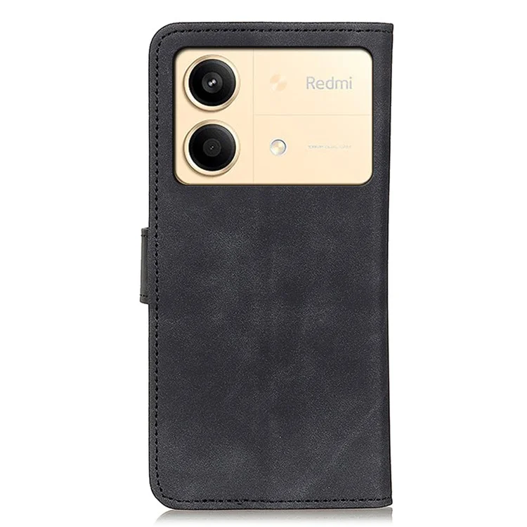 KHAZNEH For Xiaomi Redmi Note 13R Pro 5G Cell Phone Case Leather Retro Style Stand Cover - Black