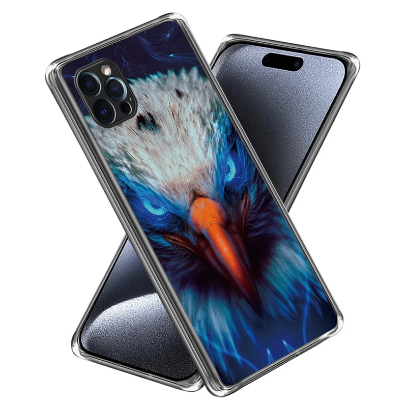 For iPhone 15 Pro Cell Phone Case Pattern Printing Soft TPU Back Cover - Falcon