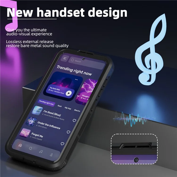 REDPEPPER Funda magnética impermeable IP68 para Samsung Galaxy S24, funda de teléfono transparente - Negro