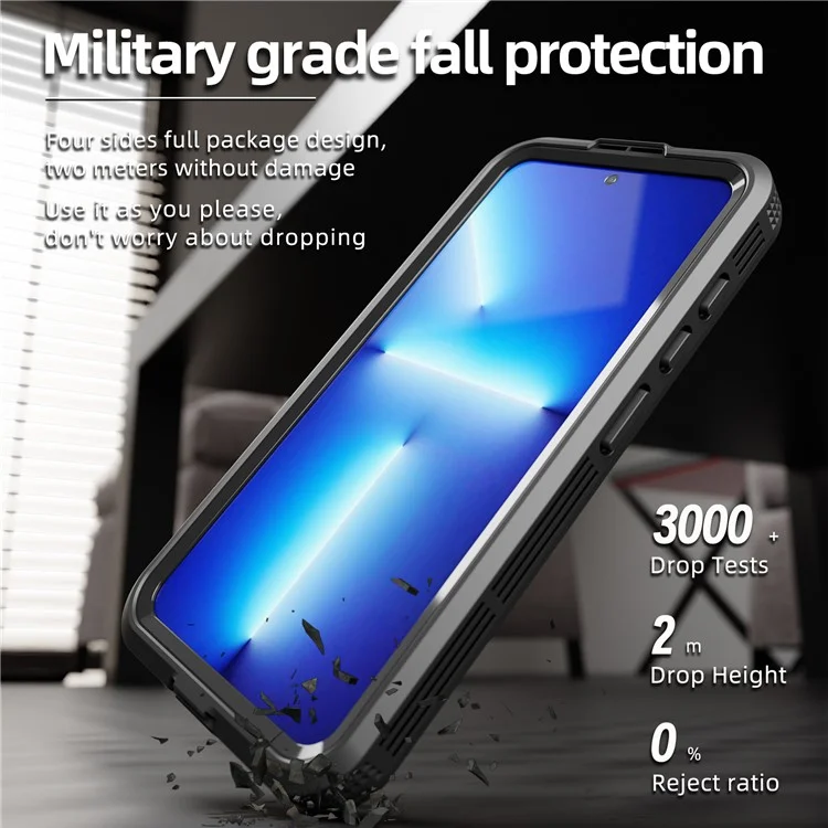 REDPEPPER Funda magnética impermeable IP68 para Samsung Galaxy S24, funda de teléfono transparente - Negro