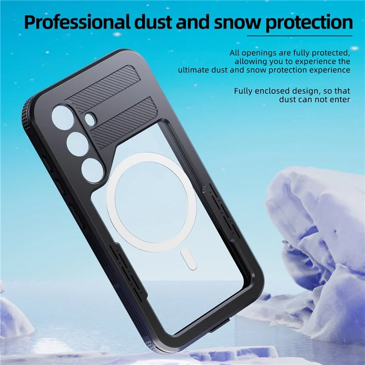 REDPEPPER Funda magnética impermeable IP68 para Samsung Galaxy S24, funda de teléfono transparente - Negro