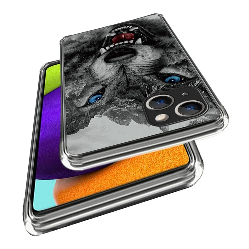 För iPhone 15 Mobiltelefonlåda TPU Mönstertryckt Design Skyddande Skal - Vild Varg