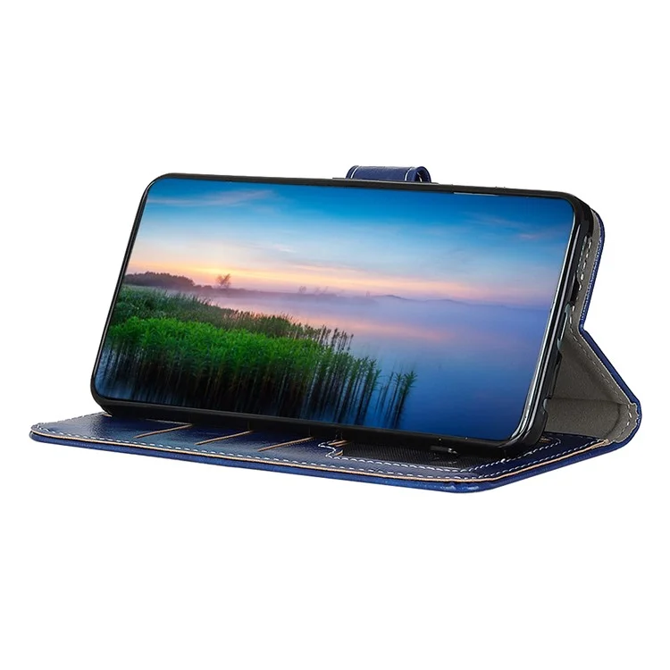 Vintage Case for Asus ROG Phone 8 5G / Phone 8 Pro 5G Shell Crazy Horse Texture Leather Stand Cover - Blue