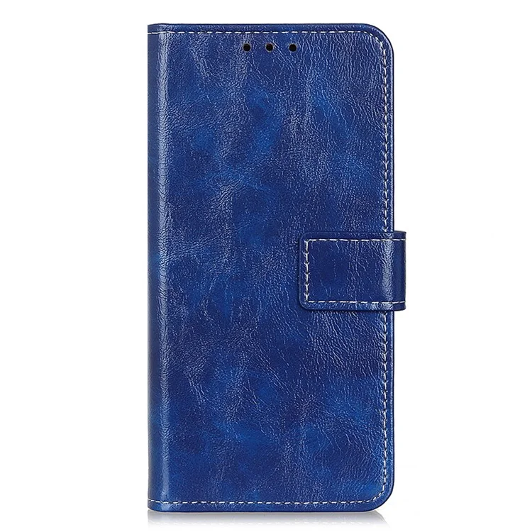 Vintage Case for Asus ROG Phone 8 5G / Phone 8 Pro 5G Shell Crazy Horse Texture Leather Stand Cover - Blue