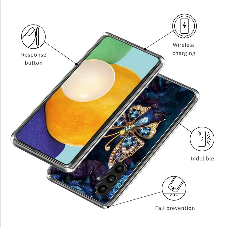 For Samsung Galaxy A14 5G / A14 4G TPU Case Shockproof Pattern Printing Phone Cover - Jewelry Butterfly