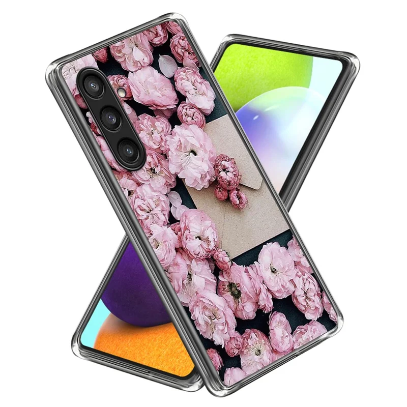 TPU Case for Samsung Galaxy S23 FE Shell Shock Absorbing Pattern Phone Cover - Pink Flowers