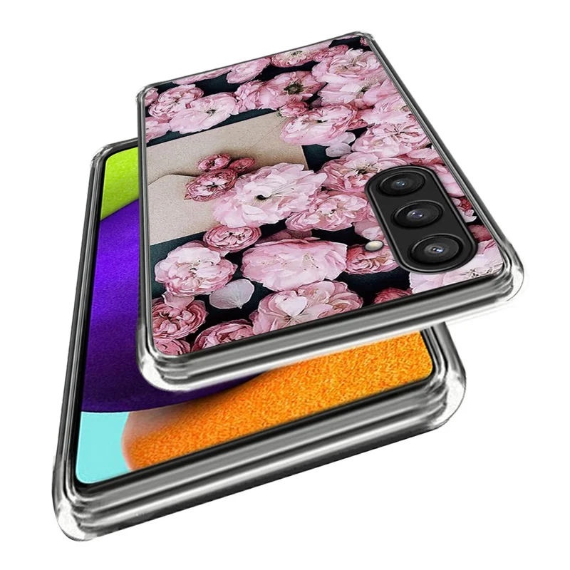 TPU Case for Samsung Galaxy S23 FE Shell Shock Absorbing Pattern Phone Cover - Pink Flowers