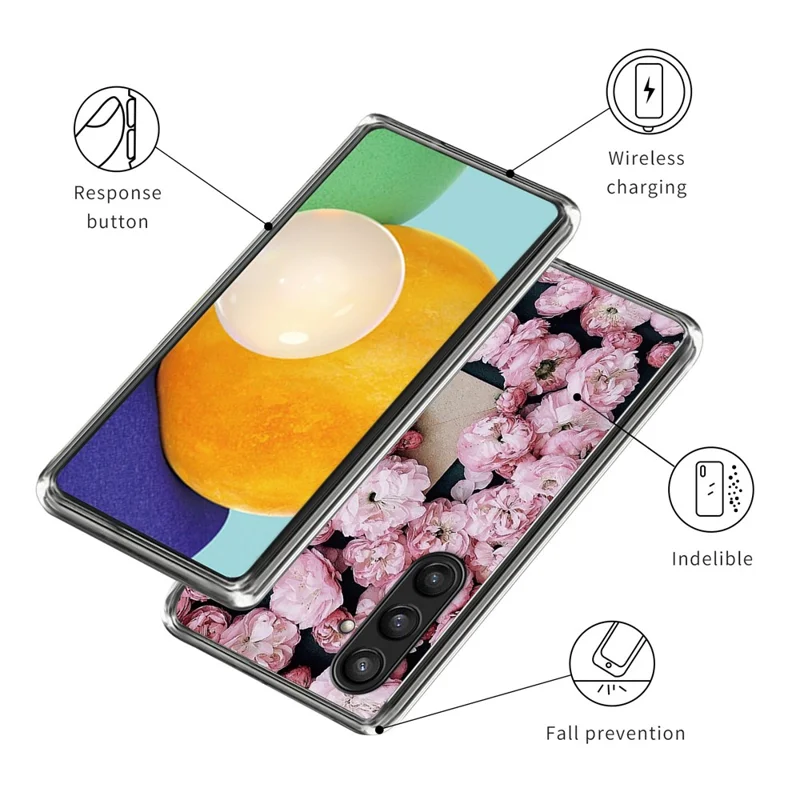 TPU Case for Samsung Galaxy S23 FE Shell Shock Absorbing Pattern Phone Cover - Pink Flowers