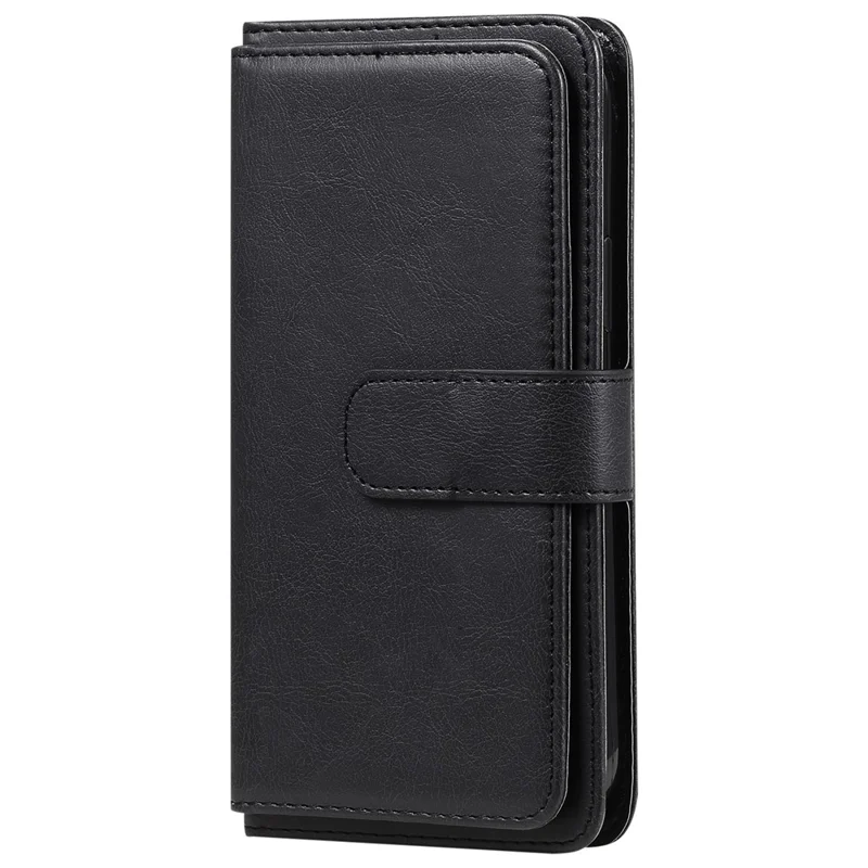 For Samsung Galaxy A55 5G Leather Case with 10 Card Holder Phone Cover Stand - Black