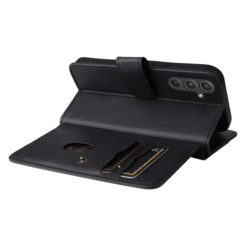 For Samsung Galaxy A55 5G Leather Case with 10 Card Holder Phone Cover Stand - Black