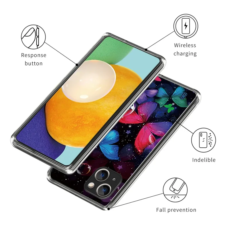 For iPhone 15 Plus Case Anti-drop Pattern Printing TPU Mobile Phone Cover - Colorful Butterflies