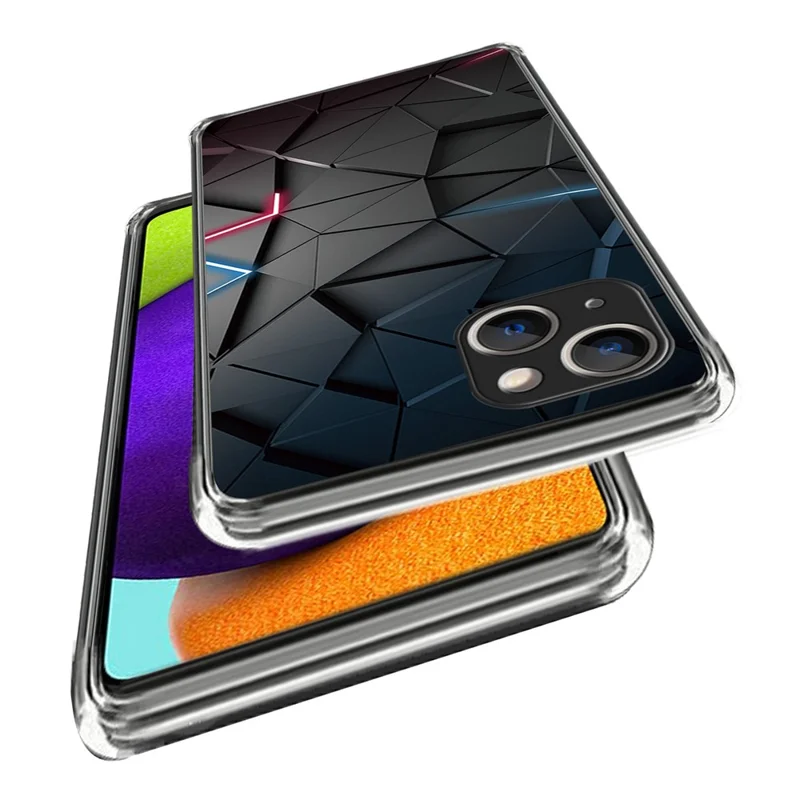 For iPhone 15 Plus Case Anti-drop Pattern Printing TPU Mobile Phone Cover - Black Triangle