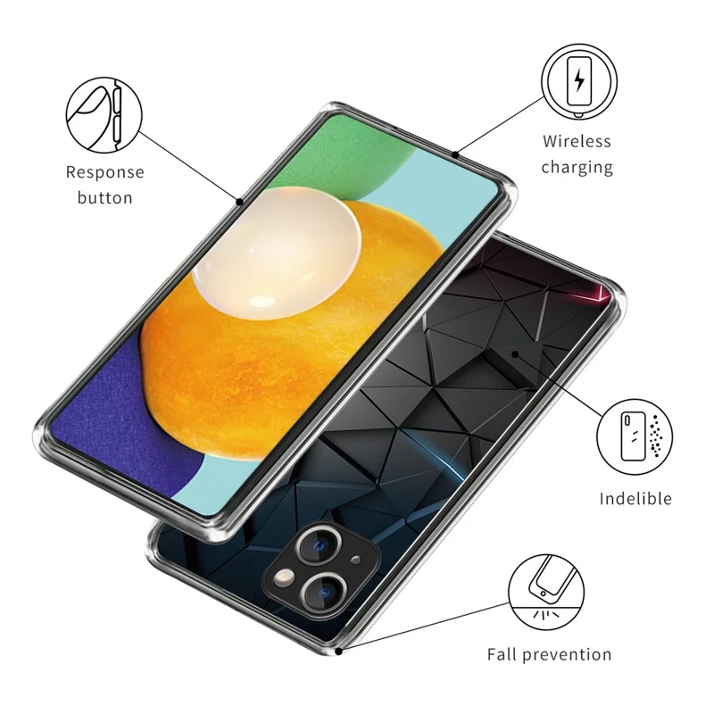 For iPhone 15 Plus Case Anti-drop Pattern Printing TPU Mobile Phone Cover - Black Triangle