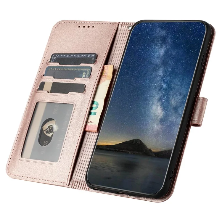 For Samsung Galaxy A15 5G Phone Cases Mandala Flower Leather Wallet Mobile Cover with Strap - Rose Gold