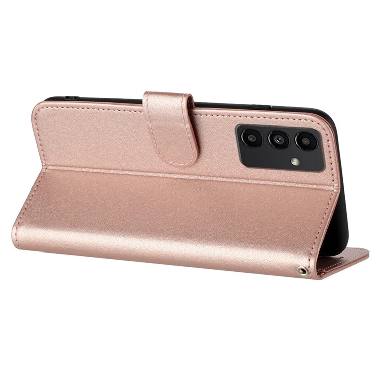 For Samsung Galaxy A15 5G Phone Cases Mandala Flower Leather Wallet Mobile Cover with Strap - Rose Gold