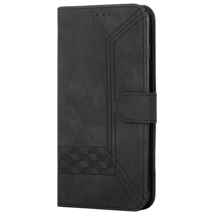 For Samsung Galaxy A15 5G Phone Case with Strap Imprint PU Leather Wallet Stand Cover - Black