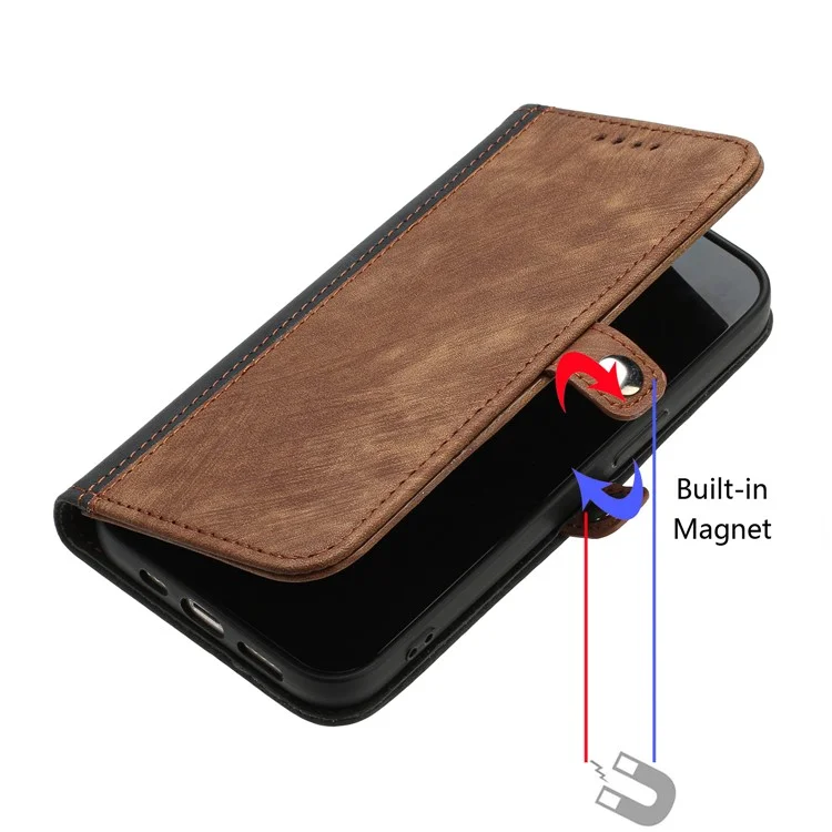 YX0020 For Samsung Galaxy A15 5G Case Wallet Leather Folio Flip Phone Cover - Coffee