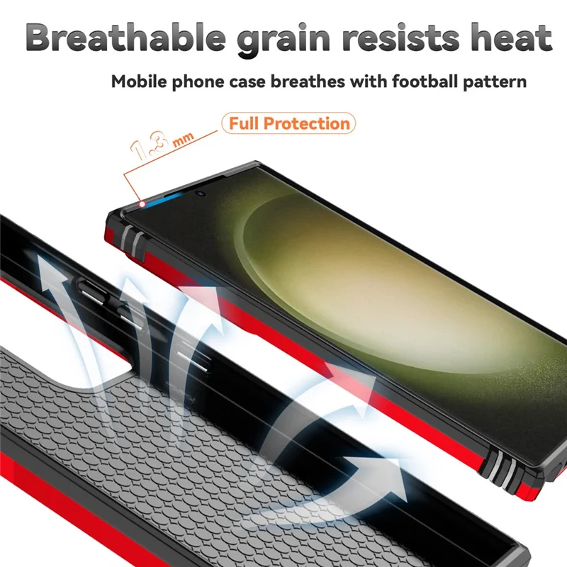 For Samsung Galaxy S24 Ultra Case Kickstand Phone Cover with Slide Lens Protection - Red