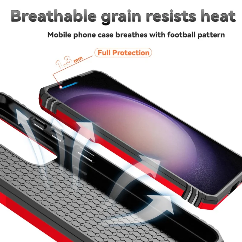 For Samsung Galaxy S24+ Armour Phone Case Camera Protection Kickstand Cover - Red