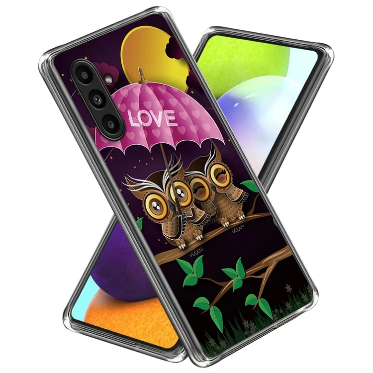 For Samsung Galaxy A14 4G  / 5G Phone Case Slim Pattern Printed TPU Cover - Owl Couple