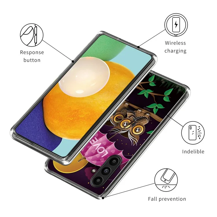 For Samsung Galaxy A14 4G  / 5G Phone Case Slim Pattern Printed TPU Cover - Owl Couple
