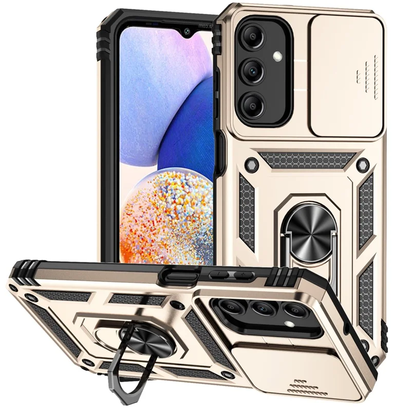 For Samsung Galaxy A15 5G Phone Case with Slide Camera Cover Military Grade Drop Protection - Gold