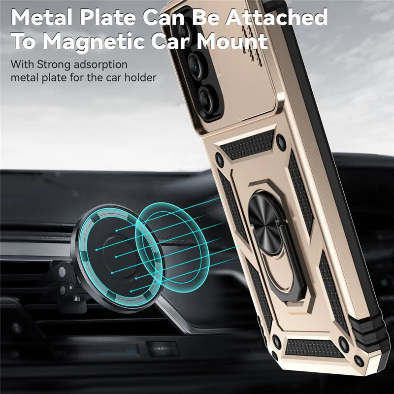 For Samsung Galaxy A15 5G Phone Case with Slide Camera Cover Military Grade Drop Protection - Gold