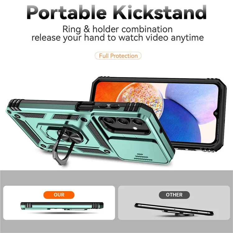For Samsung Galaxy A15 5G Phone Case with Slide Camera Cover Military Grade Drop Protection - Green