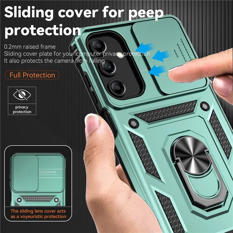 For Samsung Galaxy A15 5G Phone Case with Slide Camera Cover Military Grade Drop Protection - Green