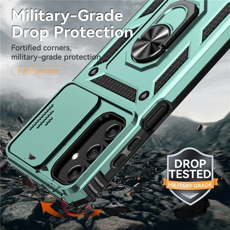 For Samsung Galaxy A15 5G Phone Case with Slide Camera Cover Military Grade Drop Protection - Green