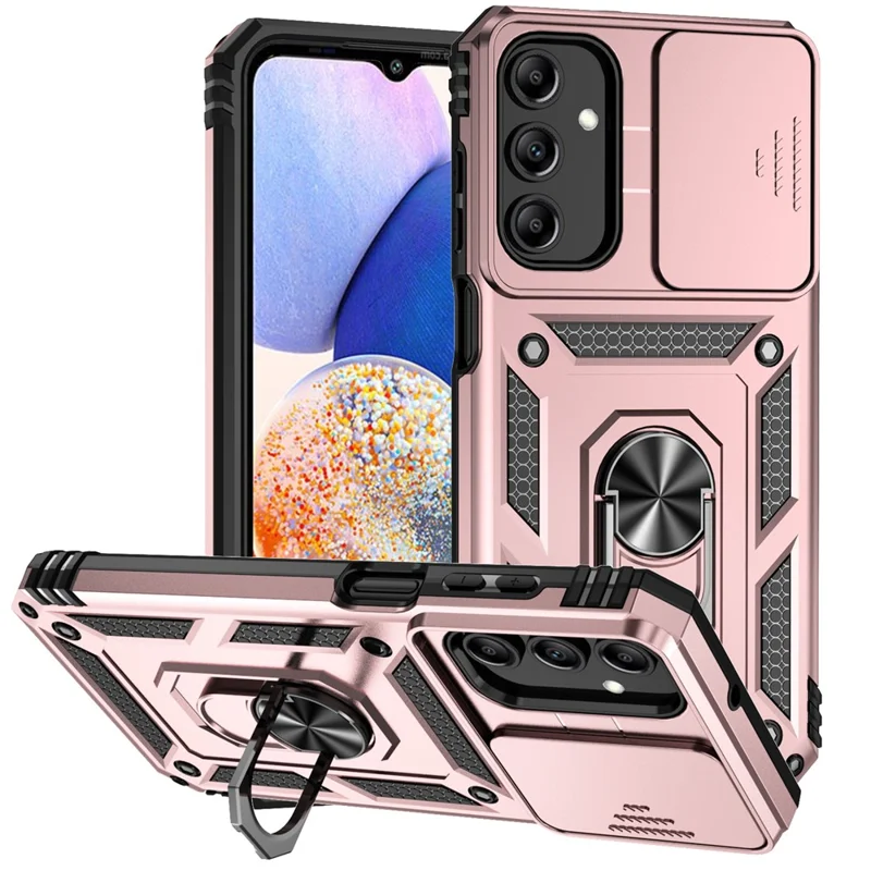 Capa para Samsung Galaxy A15 5G com tampa deslizante para câmera, proteção militar contra quedas - Ouro Rosa