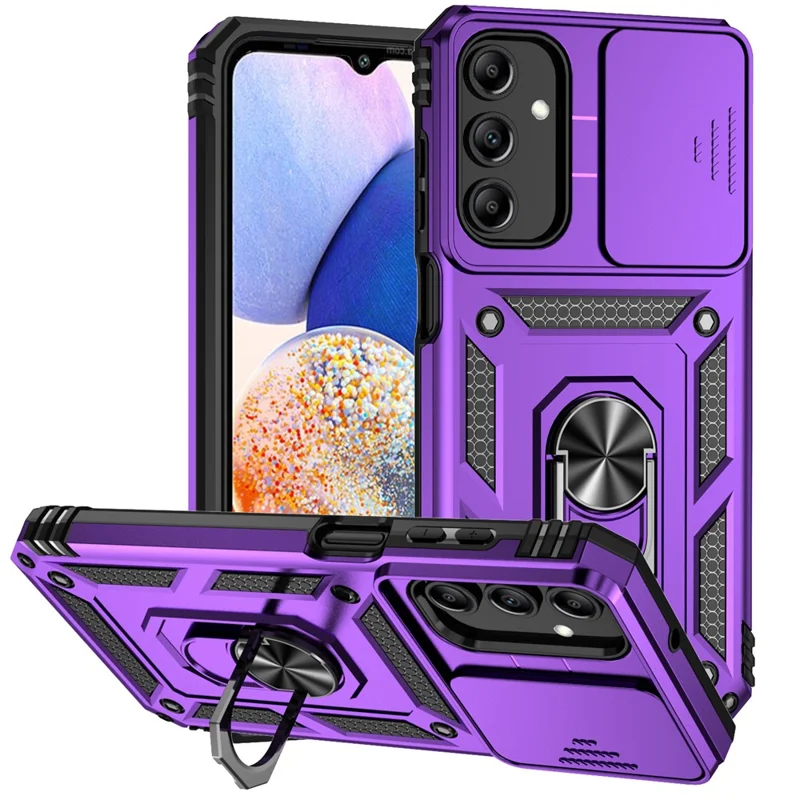 For Samsung Galaxy A15 5G Phone Case with Slide Camera Cover Military Grade Drop Protection - Purple