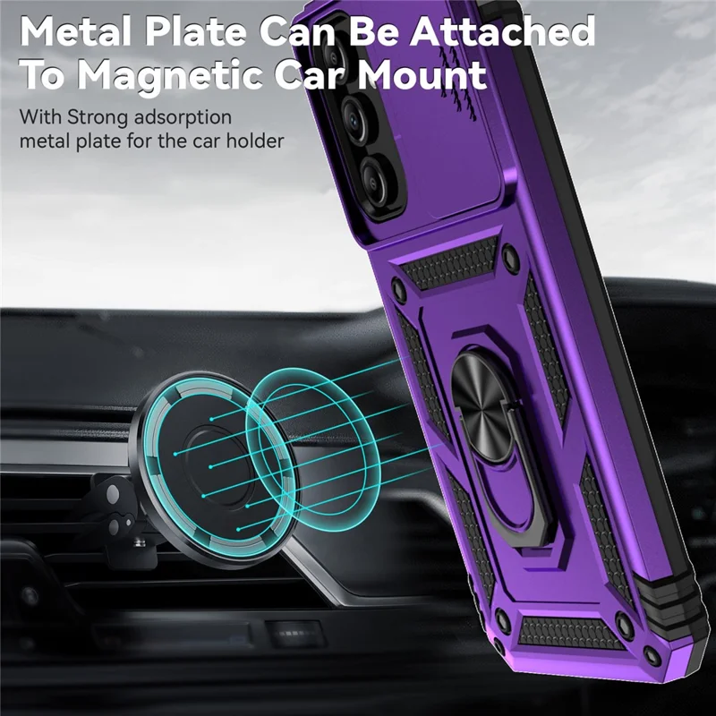 For Samsung Galaxy A15 5G Phone Case with Slide Camera Cover Military Grade Drop Protection - Purple
