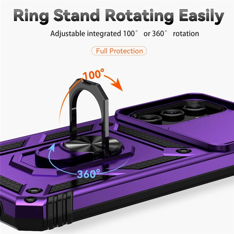For Samsung Galaxy A15 5G Phone Case with Slide Camera Cover Military Grade Drop Protection - Purple