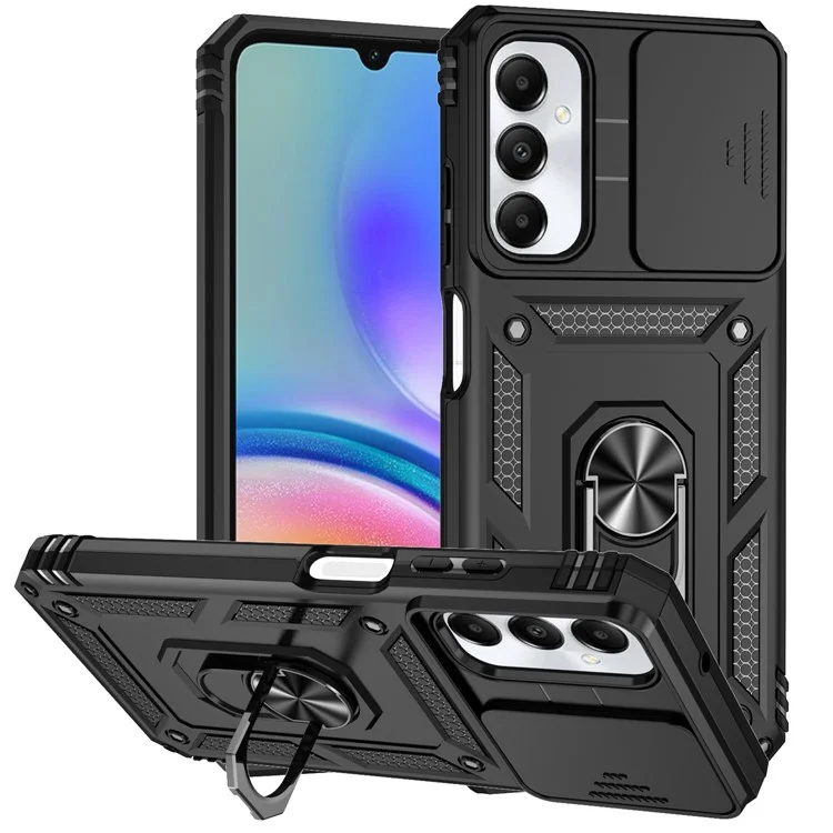 Für Samsung Galaxy A05s 4G Armour Case Ring Halter Ständer Schutzhülle - Schwarz