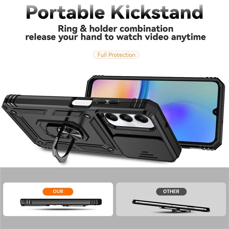 Für Samsung Galaxy A05s 4G Armour Case Ring Halter Ständer Schutzhülle - Schwarz