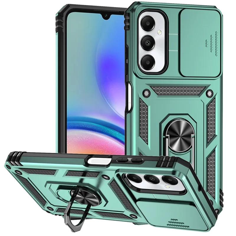For Samsung Galaxy A05s 4G Armour Case Ring Holder Kickstand Protective Phone Cover - Green