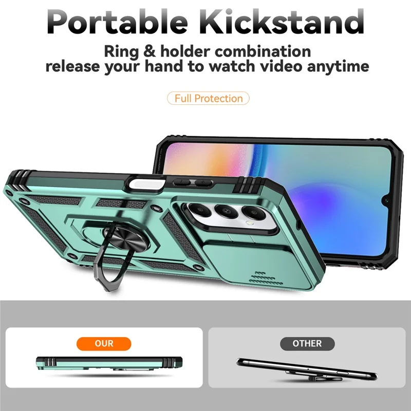 For Samsung Galaxy A05s 4G Armour Case Ring Holder Kickstand Protective Phone Cover - Green