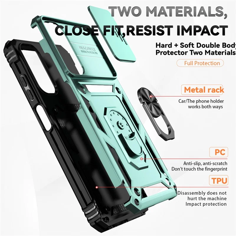 For Samsung Galaxy A05s 4G Armour Case Ring Holder Kickstand Protective Phone Cover - Green
