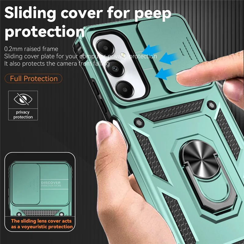 For Samsung Galaxy A05s 4G Armour Case Ring Holder Kickstand Protective Phone Cover - Green