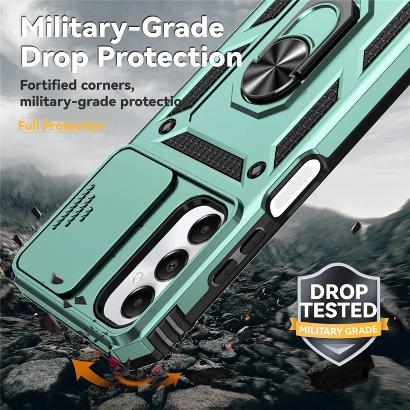For Samsung Galaxy A05s 4G Armour Case Ring Holder Kickstand Protective Phone Cover - Green