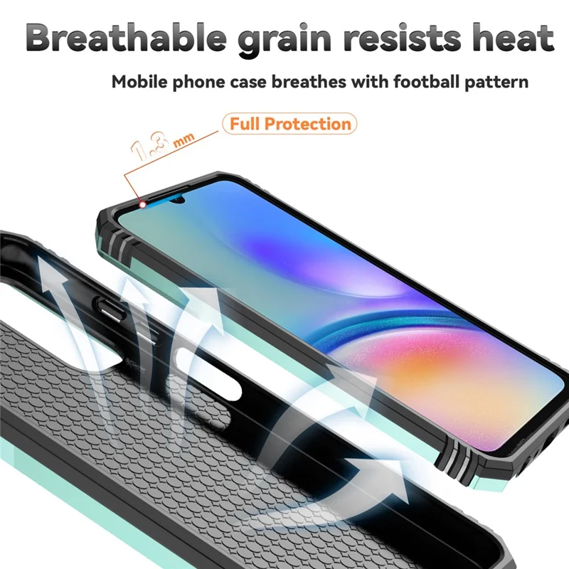 For Samsung Galaxy A05s 4G Armour Case Ring Holder Kickstand Protective Phone Cover - Green