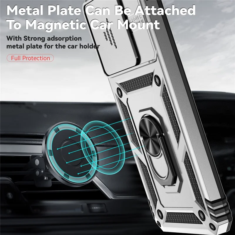 For Xiaomi 13T Pro / 13T / Redmi K60 Ultra Phone Case Camera Protection Ring Kickstand Cover - Silver