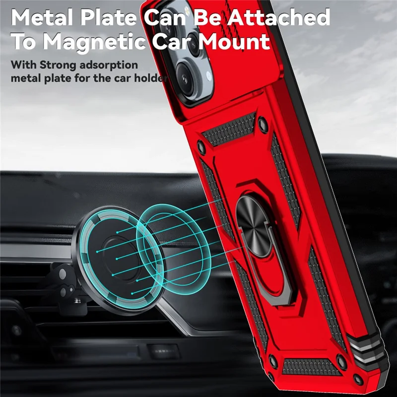 For Xiaomi Redmi 12 4G / 5G (Global) / Poco M6 Pro 5G Phone Case with Slide Camera Cover Anti-Scratch - Red