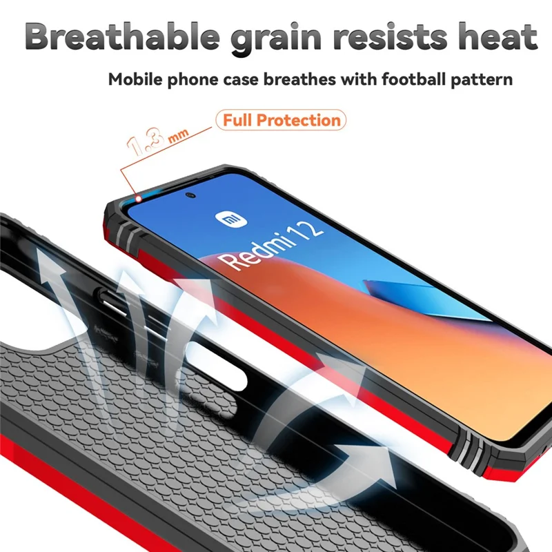 For Xiaomi Redmi 12 4G / 5G (Global) / Poco M6 Pro 5G Phone Case with Slide Camera Cover Anti-Scratch - Red
