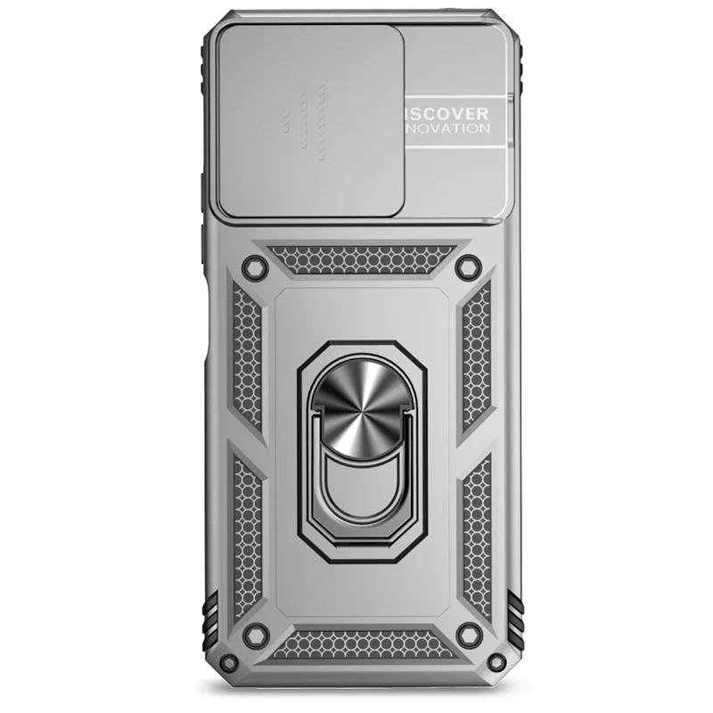 Pour Xiaomi Redmi 12 4G / 5G (Global) / Poco M6 Pro 5G Étui de téléphone avec couvercle de caméra coulissant Anti-rayures - Argent