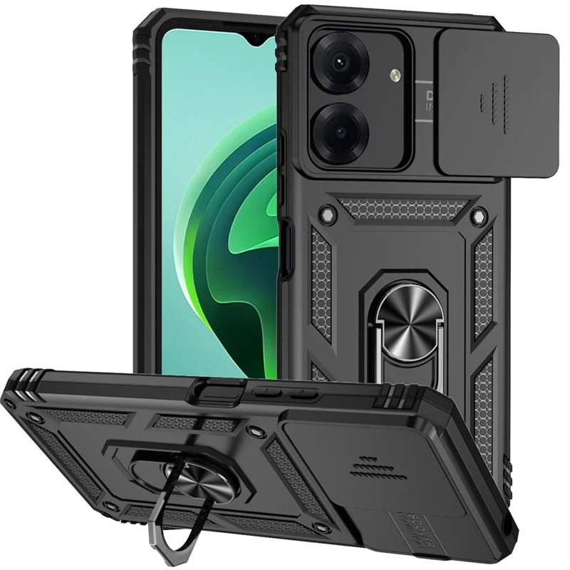 Para Xiaomi Redmi 13C 4G / Poco C65 4G Case de Teléfono Militar Cámara de Protección de la Cámara de Grado Militar - Negro